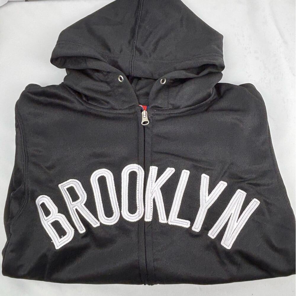 NWT Women's NBA Black Brooklyn NY Basketball Sports NBA Zip Up Hoodie, Medium - Picture 7 of 9